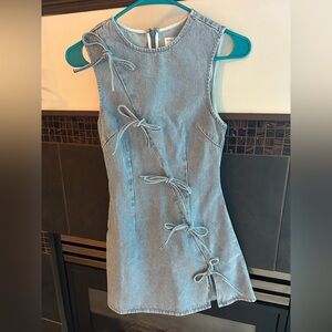 Brand New Sabo Skirt Blue Mini Dress with Bow Details